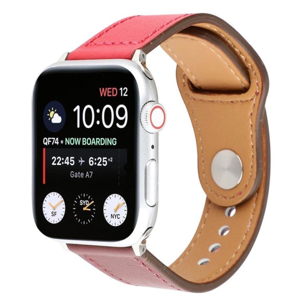 Apple Watch Series 4 40 mm klockarmband med nitspänne i äkta läder - Ros Rosa