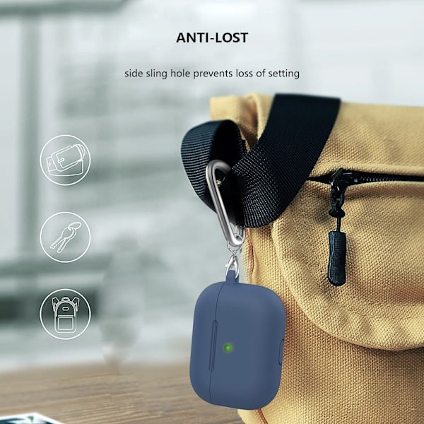 AirPods silikonfodral med karbinhake - Midnattsblå Blå