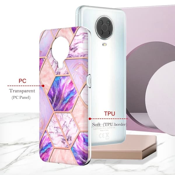 Marmordesign Nokia G20 / Nokia G10 deksel - Lyselilla Purple