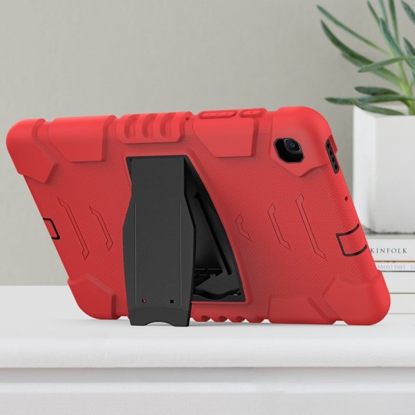 Samsung Galaxy Tab S6 Lite silikonisuojus jalustalla - Punainen / Musta Red