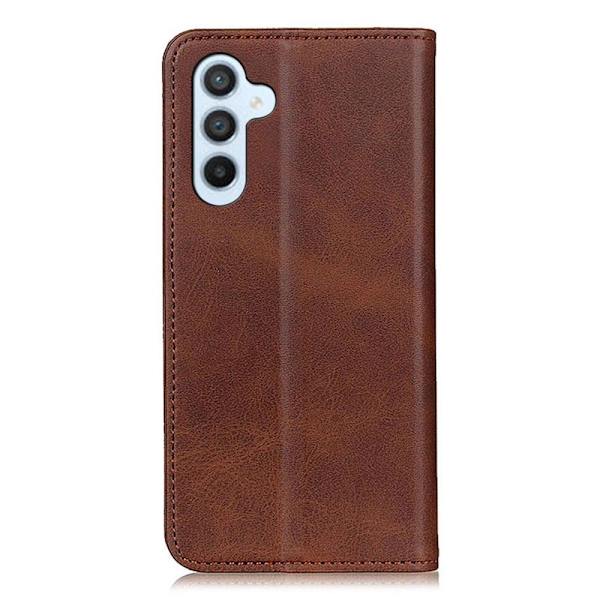 Flip Etui med Pung i Ægte Læder til Samsung Galaxy A24 4G - Kaffe Brown