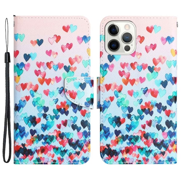 Wonderland iPhone 14 Pro Max Flippetui - Love Hjerte Multicolor