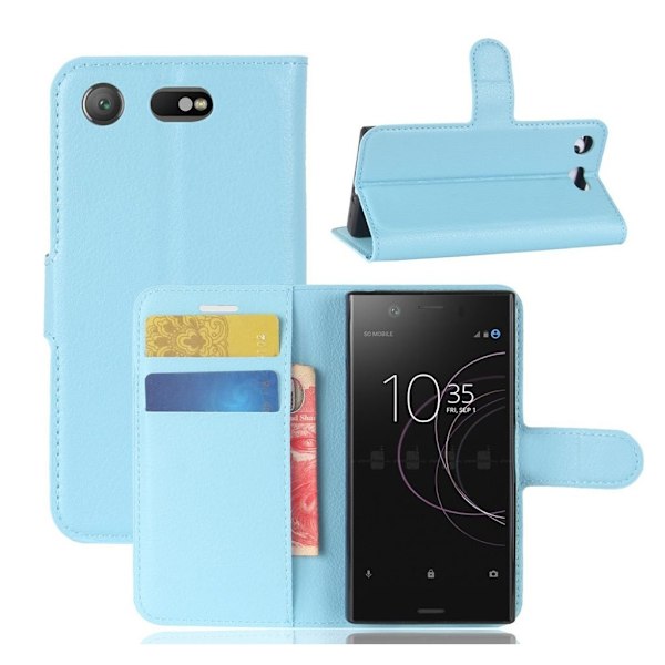 Sony Xperia XZ1 Compact litsi tekstuurinen nahkakotelo - Vaaleansininen Blue