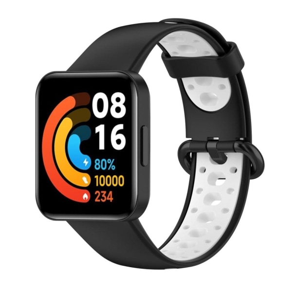 Xiaomi Redmi Watch 2 dobbeltfarvet silikoneurrem - Sort / Hvid Black