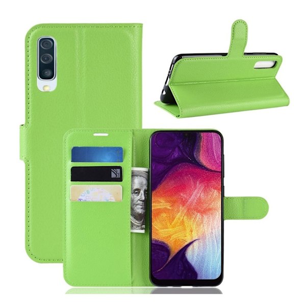 Samsung Galaxy A50 Litchi läderfodral - Grön Grön