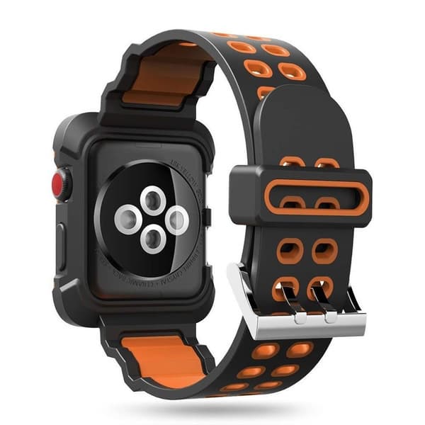 Apple Watch Series 4 44mm smart klockarmband - Svart / Orange multifärg
