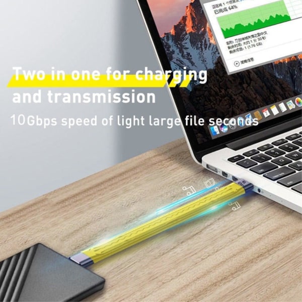 Universal 100W hurtigopladning 10Gbps type-C hun til han FPC-kabel Yellow