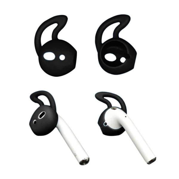Apple Airpods erstatnings høretelefon covers i silikone - Sort Black