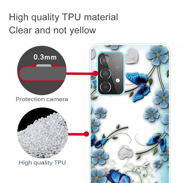 Butterfly Samsung Galaxy A23 nahkakotelo - Perhonen Ja Kukka Blue