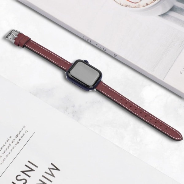 Apple Watch (45 mm) retro urrem i ægte læder - Rødvin Red