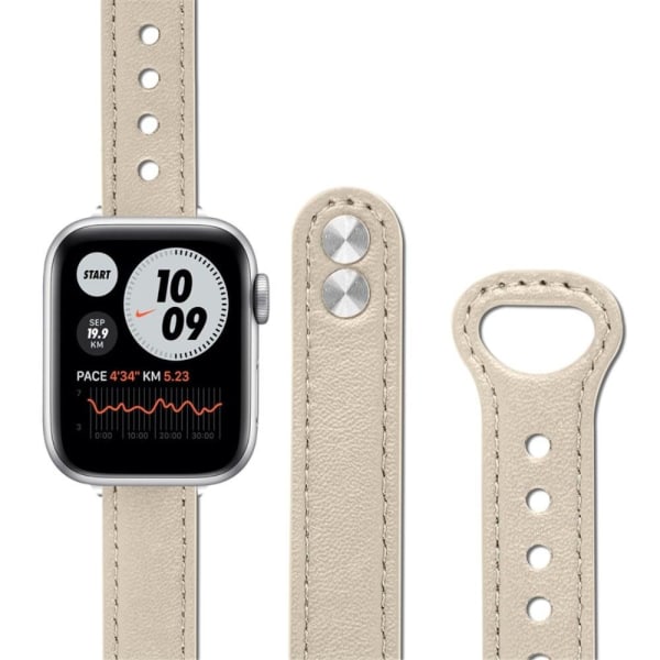 Apple Watch Series 8 (41mm) nahkainen kellonhihna - Norsunluunvalkoinen White