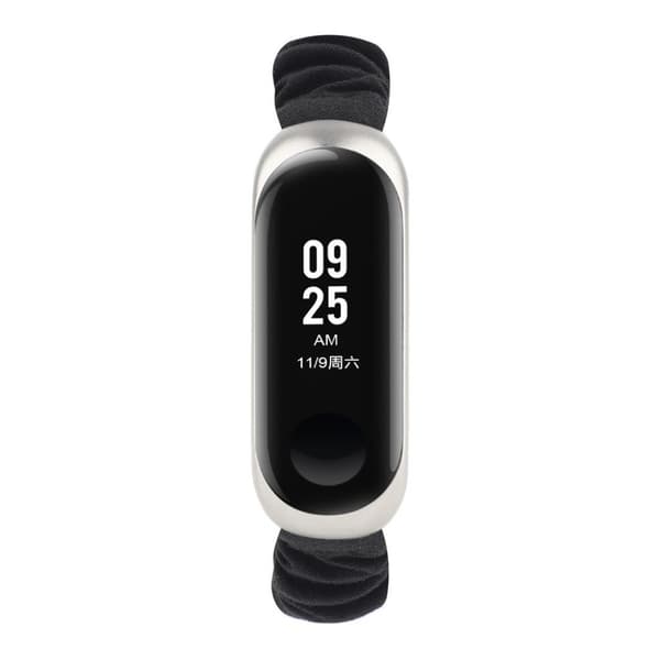 klæde trykning style rem til Xiaomi Mi Smart Band 4 / 3 - sort Black