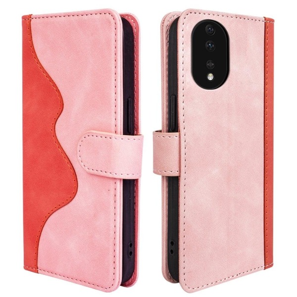 Two-color leather flip case for Honor 80 - Pink Pink