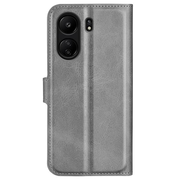 Classic Xiaomi Redmi 13C / Xiaomi Poco C65 flip kuoret - Hopea/Harmaa Silver grey