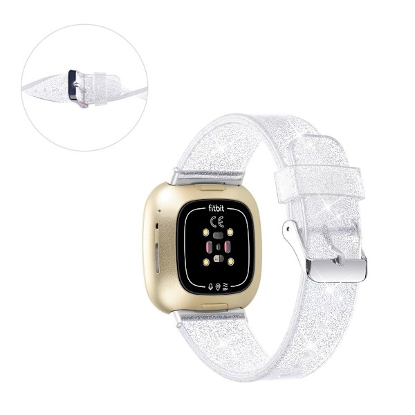 Fitbit Sense / Versa 3 glittrande pulver TPU-klockarmband - Silver Silvergrå