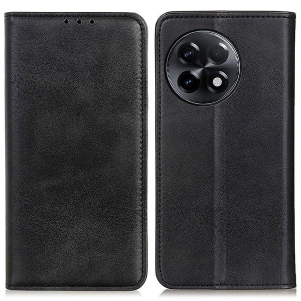 Lompakko-style Aitoa Nahkaa Läppäkotelo For OnePlus 11R / Ace 2 - Musta Black