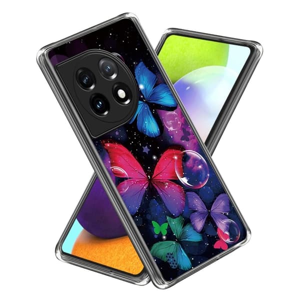 Fantasy OnePlus 12R / OnePlus Ace 3 cover - Farverige Sommerfugle Purple