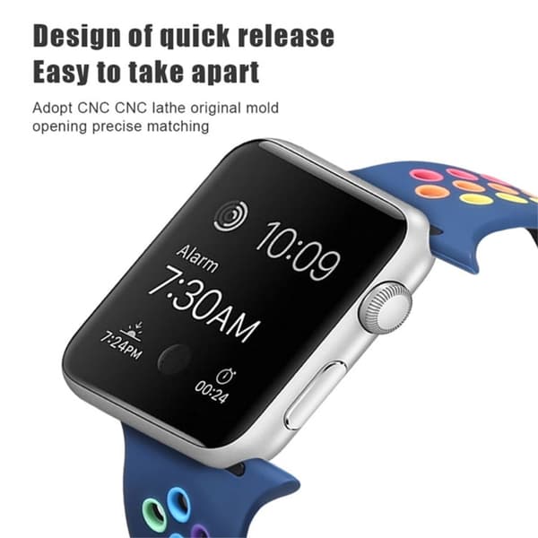 Apple Watch (41 mm) regnbågsfärgad klockrem i silikon med dubbla färger - Ljusgrå Silvergrå