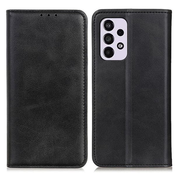 Flip Etui med Pung i ægte Læder til Samsung Galaxy A33 5G - Sort Black