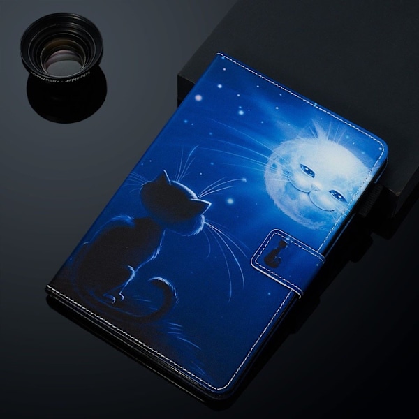 Amazon Kindle Paperwhite 4 (2018) / Kindle Paperwhite -kuvioinen nahkainen kotelo - Valoisa Kissa Naama Blue