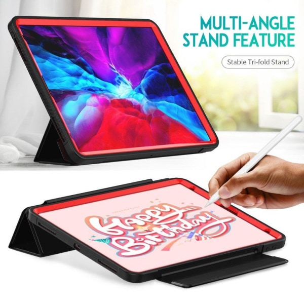 iPad Pro 12.9 inch (2020) elegant tri-fold fodral - svart / röd Svart