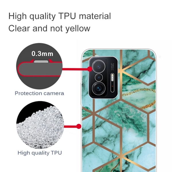 Marble Xiaomi 11T / 11T Pro Suojakotelo - Emerald Cube Pattern Green