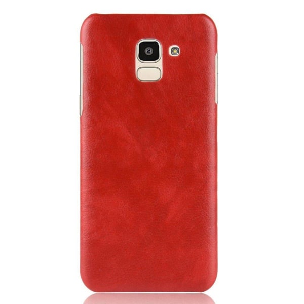 Samsung Galaxy J6 (2018) mobiletui i kunstlæder med Litchi overf Red