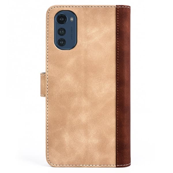 Tofarget lærdeksel for Motorola Moto E32 - Gul Yellow
