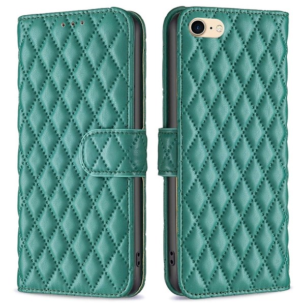 Rhombus mat iPhone SE (2022) / iPhone SE 2020 / iPhone 7 Plus flip etui - Grøn Green