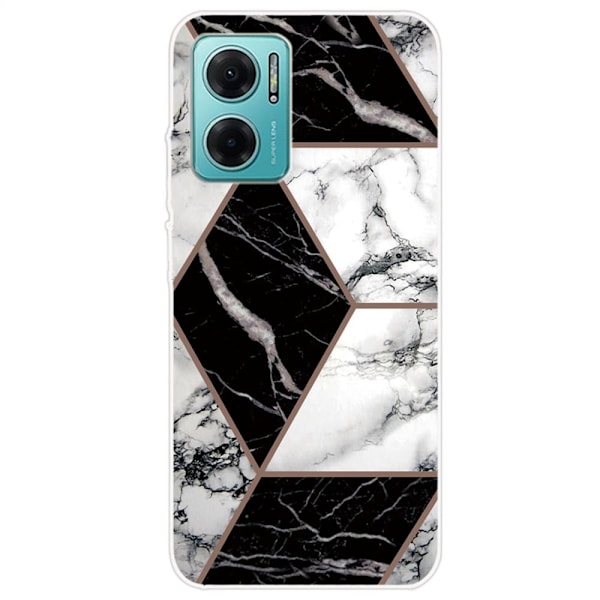Marble design Xiaomi Redmi Note 11E cover - Grå / Sort / Hvid Black