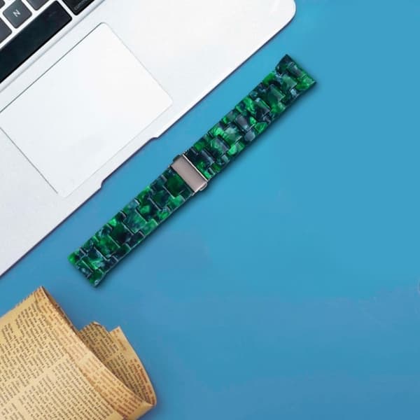 Popglory Replacement Strap Waterproof Resin Sports Watch Band - Sortliggrøn Green