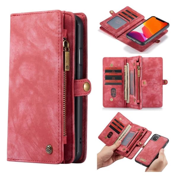 CaseMe iPhone 11 Zipper Wallet Etui - Rød Red