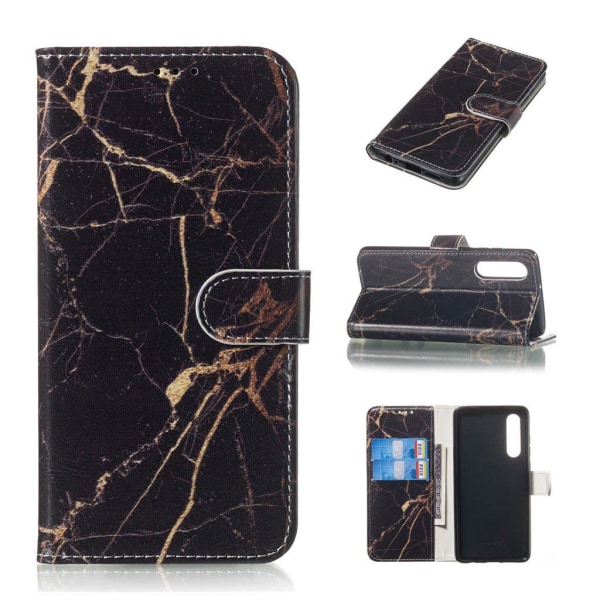 Huawei P30 pattern leather case - Black Marble Black