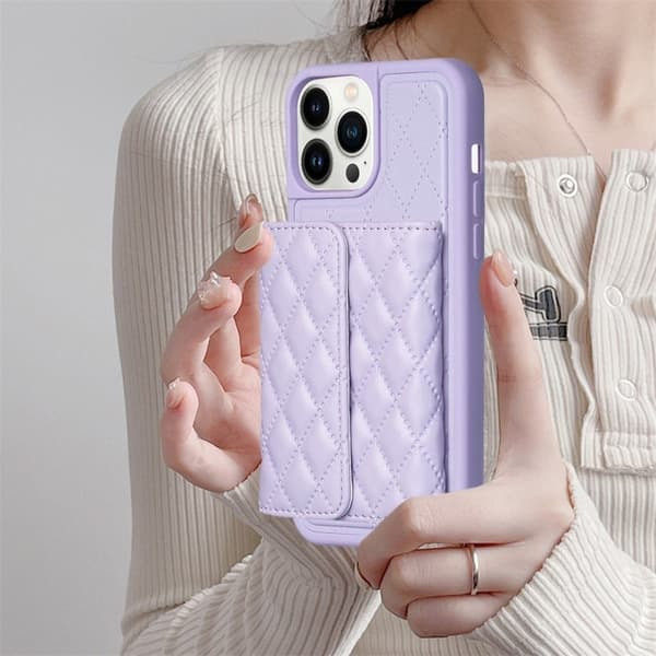 Funksjonelt rombe lommebokdeksel for iPhone 13 Pro Max - Lilla Purple