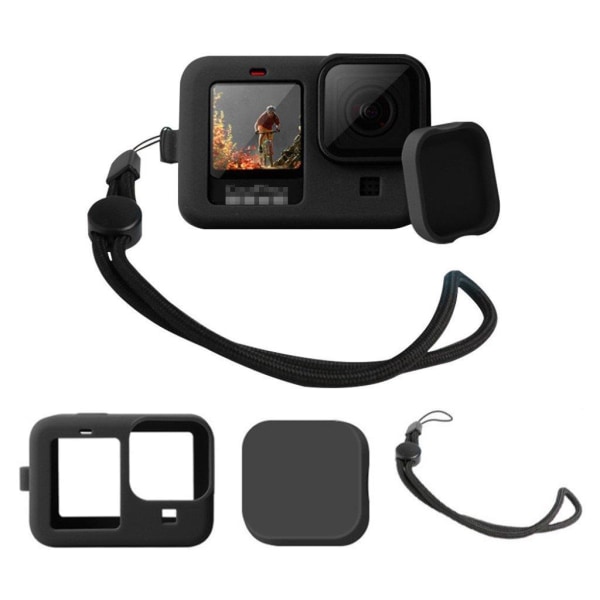 GoPro Hero 9 silikone etui with lens cap - sort Black