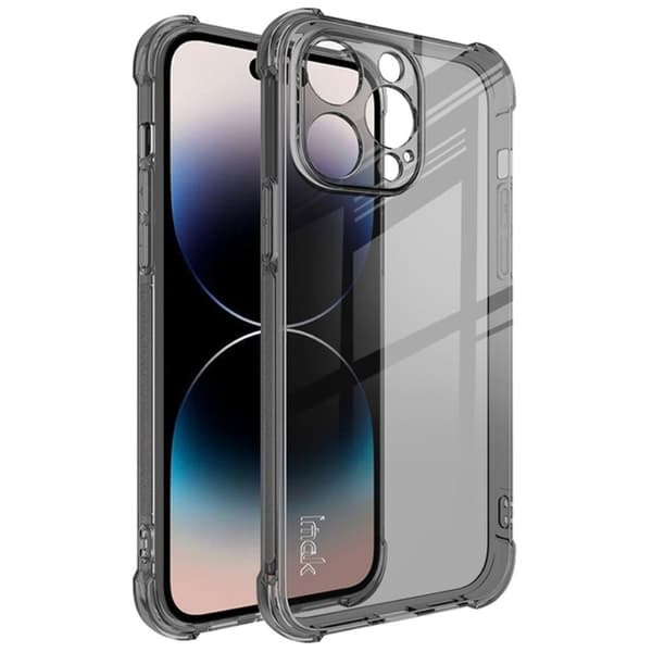 IMAK Airbag-suojus iPhone 14 Pro:lle - Läpinäkyvä Musta Black