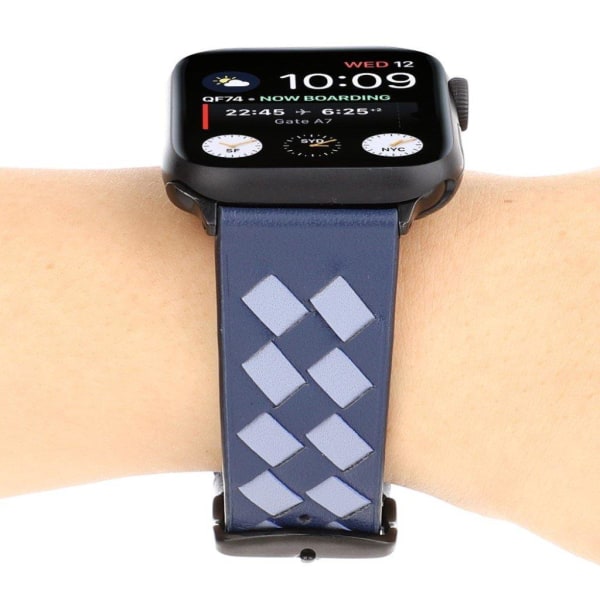 Apple Watch Series 4 40mm vævet ægte læder Urrem - Royal Blå / H Blue