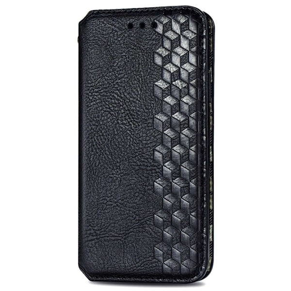 Læder Etui med A Stilfuldt Rhombus Tryk til Motorola Edge 30 Pro - Sort Black