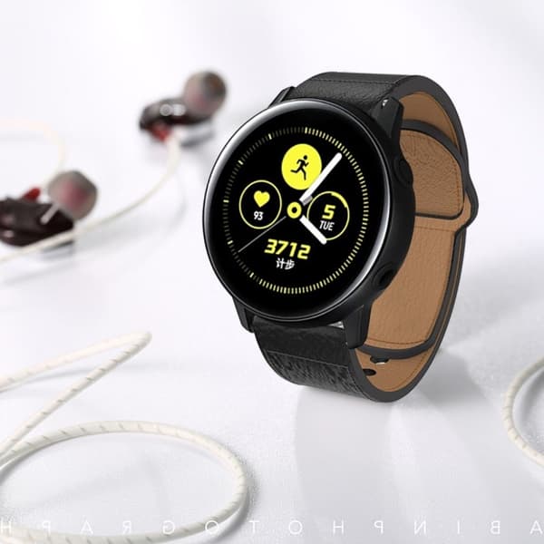 Apple Watch Series 5 40mm tofarvet ægte læder Urrem - Sort Black