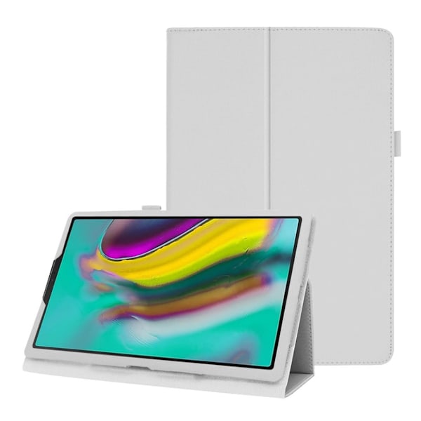 Samsung Galaxy Tab S5e litchi läderfodral - Vit Vit