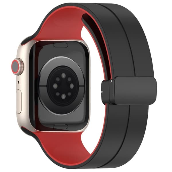 Apple Watch Series 8 (41mm) tofarvet silikonerem - Sort / Rød Red