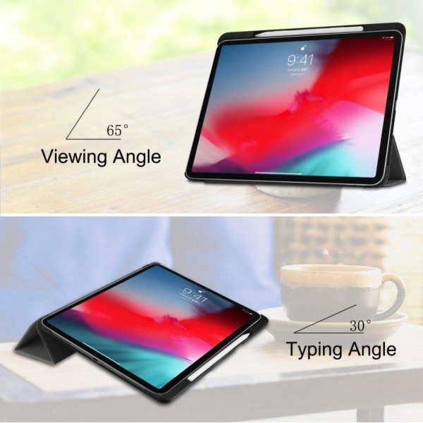 iPad Pro 11 inch (2018) triangel vikbart syntetläder skydssfodra Silvergrå