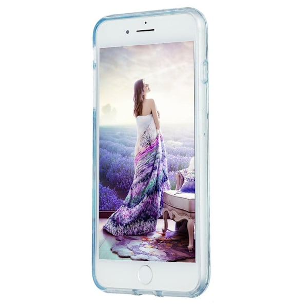 Marble Patterned Suojakuori With Ring Holder For iPhone 8 Plus - Pinkki / Valkoinen Pink