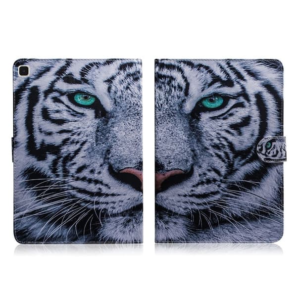 Cool Mønster Lær Flippetui til Samsung Galaxy Tab A7 10.4 (2020) - Tiger Silver grey