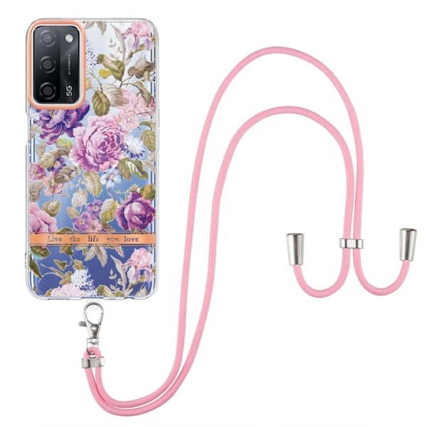 Slim och Hållbar Mjukskal med Handledsband till Oppo A54s / A55 / A53s 5g / A16 - Hc006 Lila Pion Lila