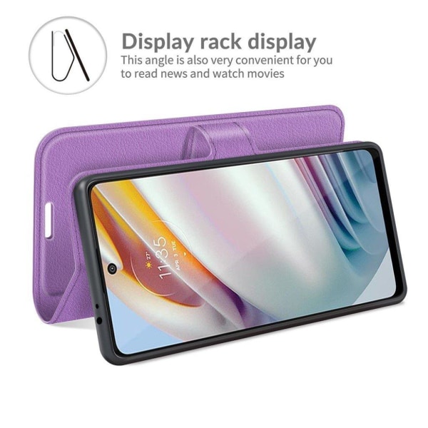 Klassisk Motorola Moto G40 Fusion / Motorola Moto G60 flip etui - Lilla Purple