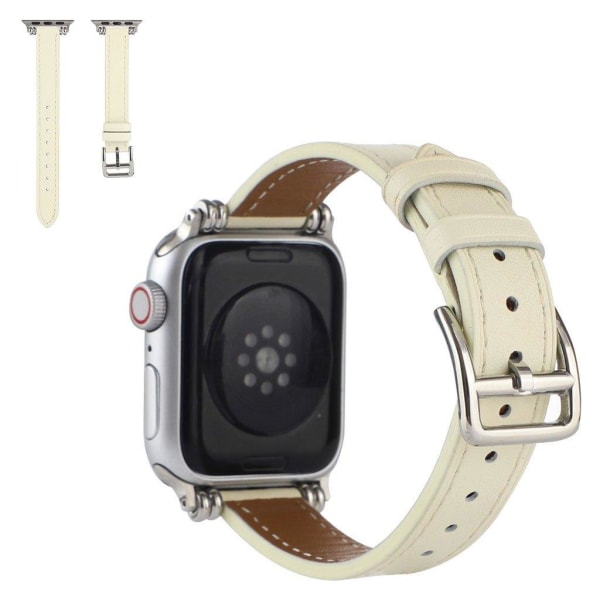 Apple Watch 42mm - 44mm bead décor simple leather watch strap - Vit