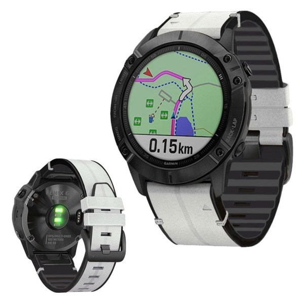 Garmin Fenix 6 / 5 genuine leather + silicone watch band - White Vit