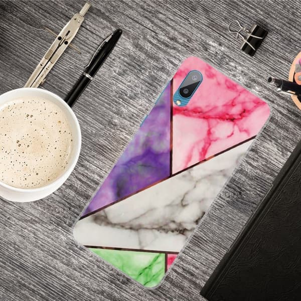 Marble Samsung Galaxy M02 / A02 Etui - Lilla / Rose / Hvid / Grøn Multicolor