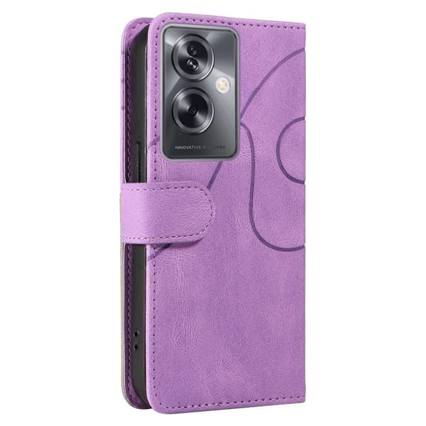 Teksturert læretui med stropp for Oppo A79 - Lilla Purple